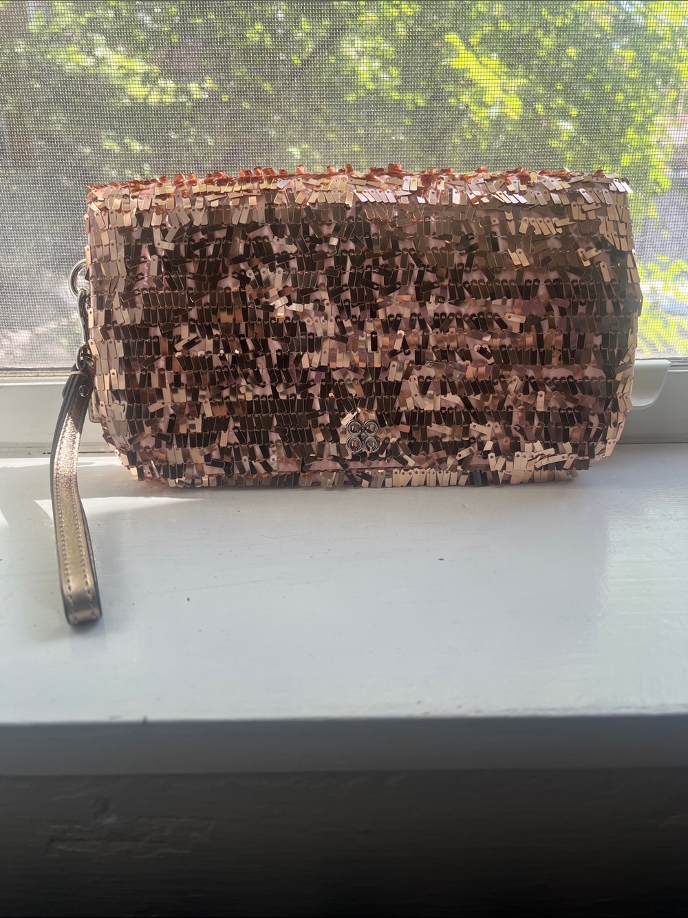 NWOT Coach pink Sequin Wristlet Clutch